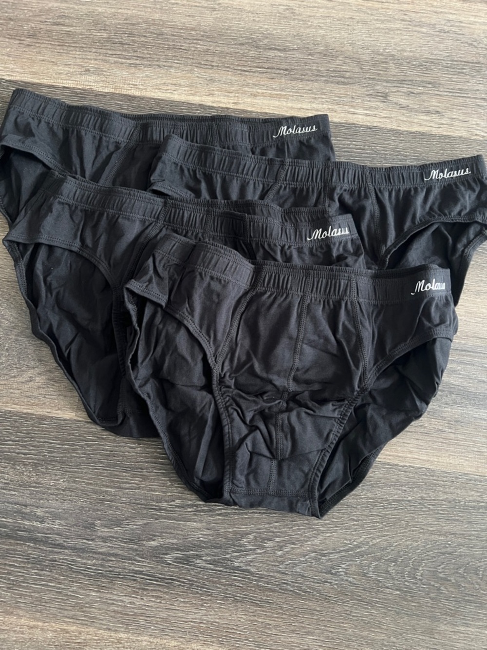 (9) New Molassu Black Cotton Briefs - 4 Pack